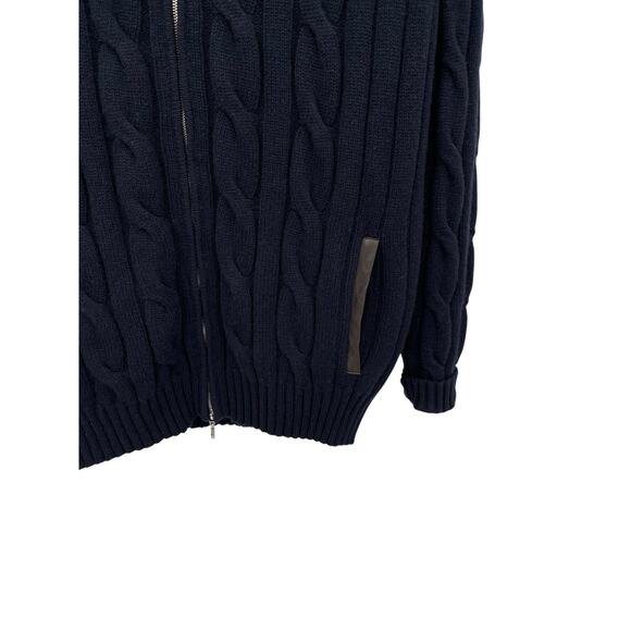 Doriani Cashmere Cardigan Sweater Full Zip Cable Knit Blue Men's Size 60 XL - Picture 4 of 16